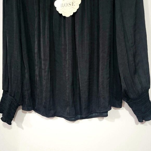 Women's Bishop Long Sleeve Satin Smocked XS - Picture 6 of 10